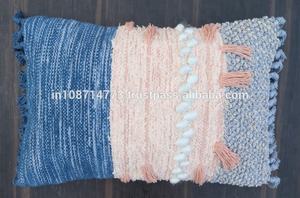 Funda de cojín de chenilla a rayas marroquíes bohemias hechas a mano, almohada decorativa tejida para uso doméstico o hotelero - Product Image 2