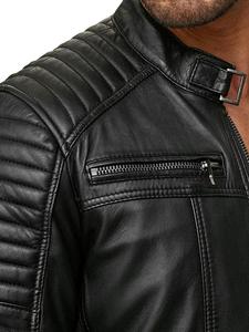 Veste en cuir pour hommes/Slim en cuir d'agneau souple, veste à la mode, toutes saisons, tendance - Product Image 6