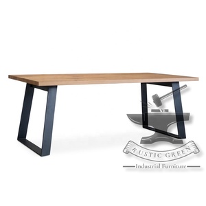 Table à manger industrielle vintage en fer et bois avec pieds inclinés pour salon, hôtel, cuisine, table de restaurant produit - Product Image 4