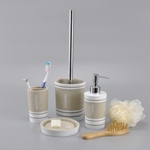 Juego de accesorios de baño de 4 piezas con diseño de círculo de poliresina ecológico moderno - Product Image 2