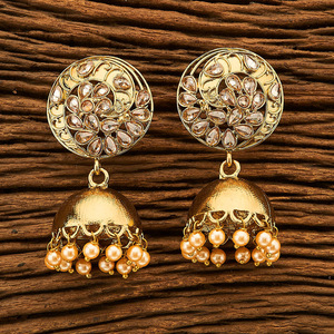 Jhumkis occidental avec placage mehndi, 9492 lcg - Product Image 1