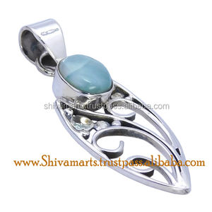 Top Selling 925 Sterling Silver <b>Pendant</b> Beautiful Fashionable Larimar Gemstone Rhodium Vintage <b>Fine</b> Jewelry <b>Pendants</b> <b>Charming</b> - Product Image 2
