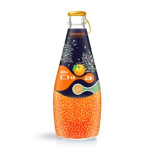 Vietnam Beverage Chia <b>Seed</b> Drink 290ml Glass Bottle Orange Flavor ODM OEM Private Label - Product Image 1