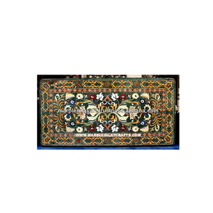 Plateau de table en marbre italien incrusté - Product Image 1