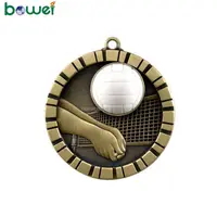 Custom Made Embossed Logo Antique School Kids Volleyball Medals