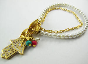 Brazalete con cuentas de mano de Fathima con cuentas de piedras preciosas de cuarzo negro o rojo, joyería de moda de origen turco - Product Image 4