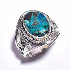 Tự nhiên chrysocolla Nhẫn 925 sterling Silver Jewelry số lượng lớn bán buôn Fine Silver Rings nhà sản xuất