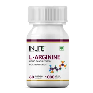 Suplemen Prekursor INLIFE L-arginine Nitrit Oksida, 500 Mg-60 Kapsul Vegetarian Fasilitas Bersertifikat GMP