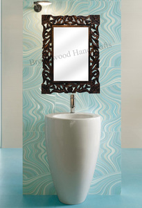 Miroirs muraux en bois sculpté Cadre Miroir en bois de manguier pour le salon Vente en gros Décoration murale d'intérieur de style vintage Prix d'usine - Product Image 2