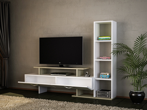 Meuble TV Minel en aggloméré de luxe exclusif, blanc-Cordoba, provenant de Turquie, best-seller - Product Image 2