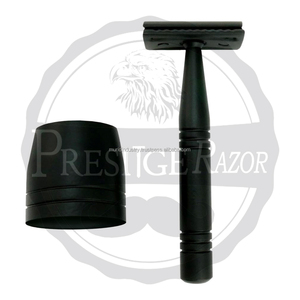 Maquinilla de Afeitar Clásica de Doble Filo para Hombre, Cabezal de Aleación de Zinc y Latón Negro, Acabado Pulido/Satinado, Maquinilla de Afeitar de Prestigio Privada - Product Image 5