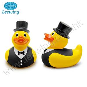 Fiesta suministros boda decoración regalos de plástico de PVC de vinilo personalizado novio y novia par de pato de goma amarillo - Product Image 2
