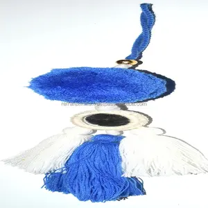 Pompon acrylique bleu et crème T1090 pour sac à main, fournisseur et fabrication en vrac par réfractex inde fabriqué en inde pour la qualité du Bast