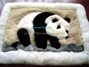 Alfombra de piel de Alpaca, funda de almohada de 28x20 pulgadas, phunchay, Peru, oso Panda