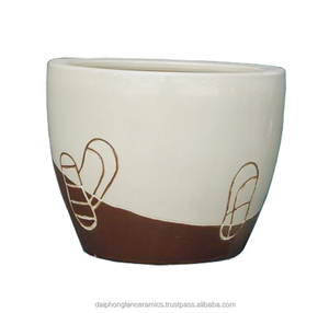 Macetas de arcilla de cerámica para interiores blancas vietnamitas hechas a mano, macetas de decoración de jardín de cerámica esmaltada, uso de suelo de diseño único - Product Image 5