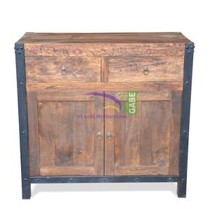 Buffet en bois de manguier massif de style industriel, finition rustique, polyvalent pour la maison, le salon, la cuisine, l'appartement, meubles - Product Image 3