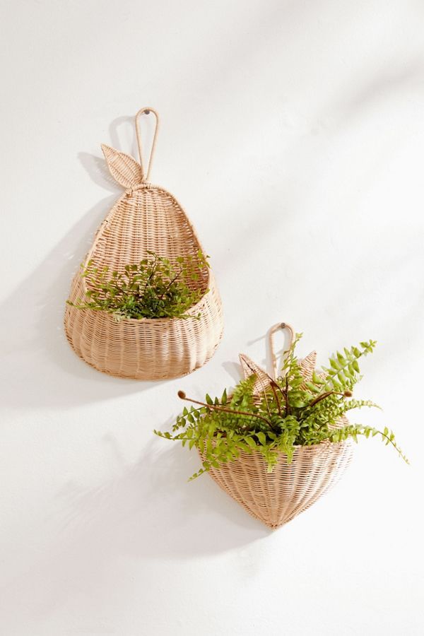 Panier De Rangement Mural En Rotin En Forme De Poire - Déco Rustique - Dimensions 22x16x41 Cm - Idéal Pour Salle De Bain, Salon, Chambre