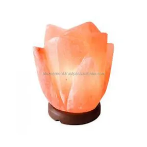 Himalayan Special Design Lotus Shaped Handcarved Crystal Rock Salt Lamp best for gift purpose with complete branded boxes