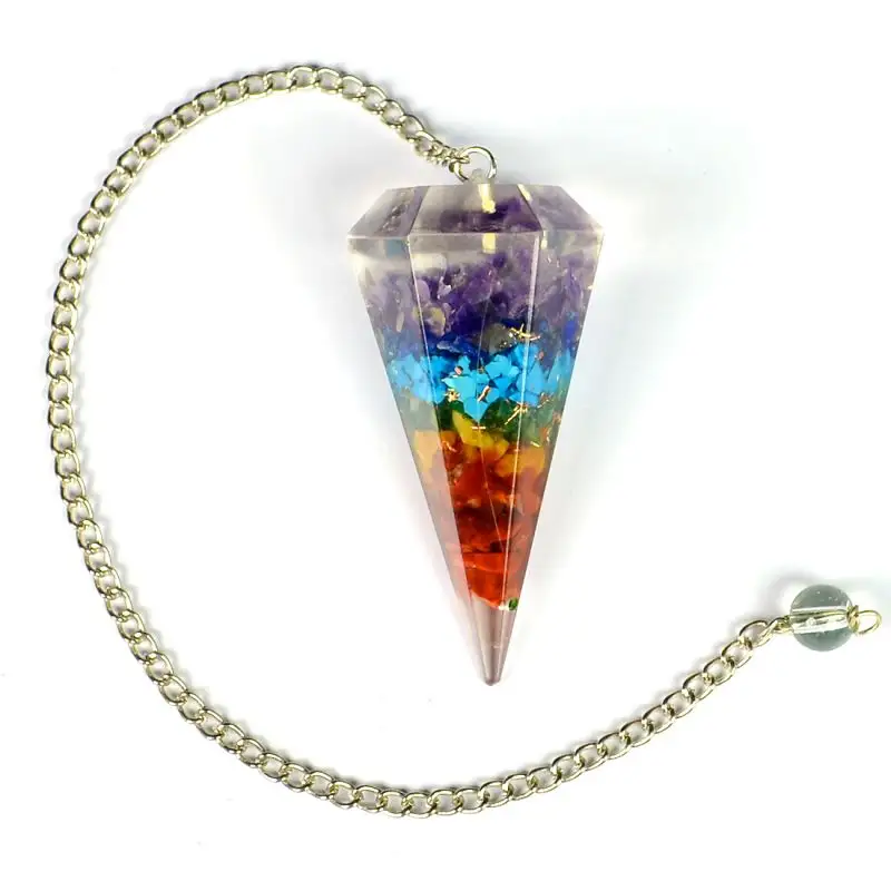 Pendules en pierre Chakra Orgone, 7 chakras, vente en gros, en pierres précieuses, fournitures de cristaux