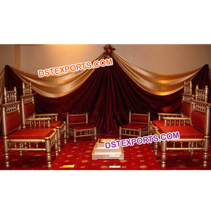 Juego de Sillas para Mandap de Boda India, Sankheda, Color Rojo y Dorado Antiguo, Sillas de Mandap con Aspecto Real, Elegantes Sillas de Mandap de Madera, EE. UU. - Product Image 1