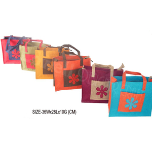 FLOWER DESIGN WOMEN"SJUTE SHOPPING <b>BAG</b> - Product Image 3