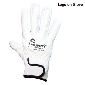 Gants de travail / de conduite en cuir de chèvre grainé de qualité A gris - Product Image 3