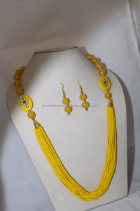 Collar de cuentas de cristal colgantes, chapado en rodio clásico amarillo, estilo moderno, de varias hebras, ideal para regalo de compromiso, boda o fiesta. - Product Image 2