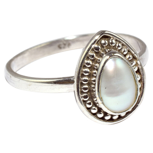 Perles blanches modernes en forme de poire, bagues en argent Sterling 925, pierres précieuses, bijoux en argent Sterling 925, vente en gros - Product Image 1