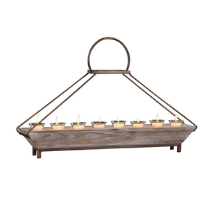 Iron & Wood Tea Light Candle holder <b>Candelabra</b> - Product Image 1