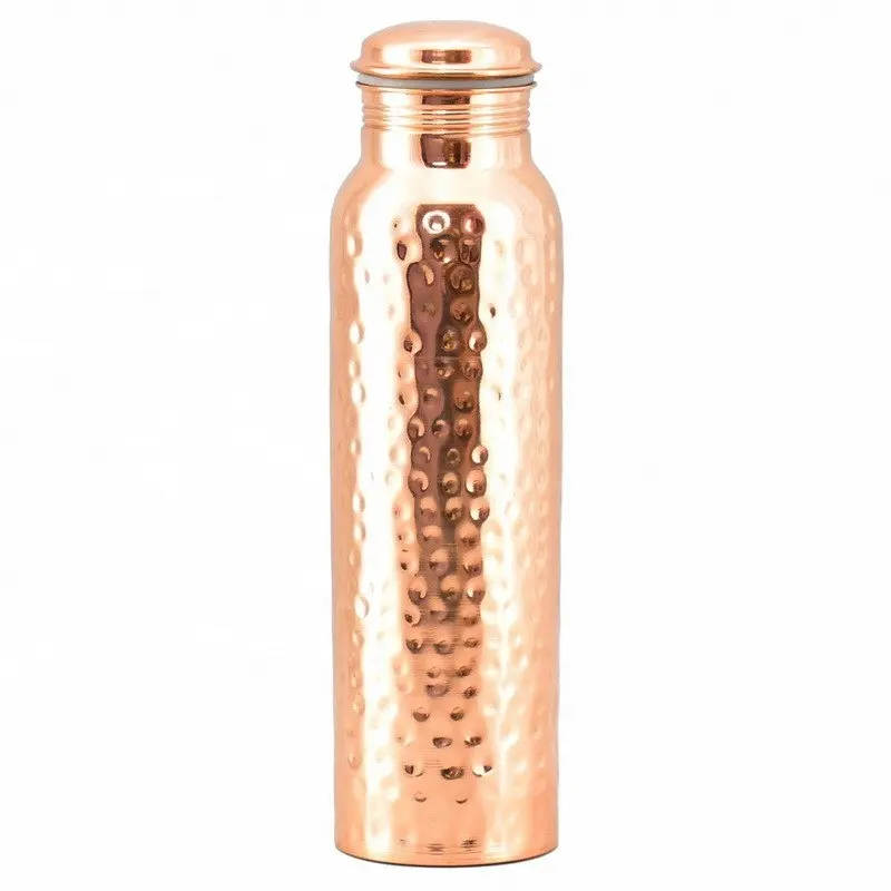 Pure Copper Water Bottle Large Size with Ayurvedic Health Benefits Hand Hammered Finished by Axiom Home Accents