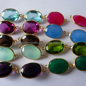 Connecteur et pendentif en pierre précieuse plaqué or Hydro Bezel Charm Bijouterie et composants - Product Image 1