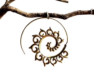 Fait à la main en Laiton Sans Nickel Spirale Boucle D'oreille Bijoux Bohème - Product Image 2