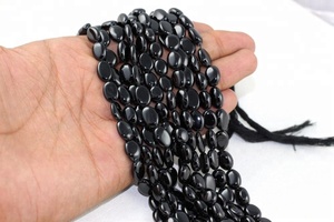 Belle 1 brin lisse forme ovale perles de pierres précieuses spinelle noir naturel qualité impressionnante pour la fabrication de bijoux faits à la main - Product Image 3
