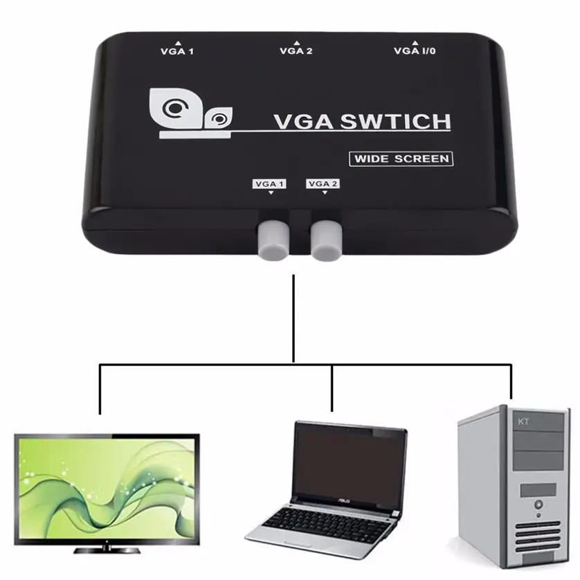 Alto Desempenho 2 Em 1 Saída VGA/SVGA Seletor VGA SVGA Switch Switcher Manual Caixa De Compartilhamento Para LCD PC Atacado