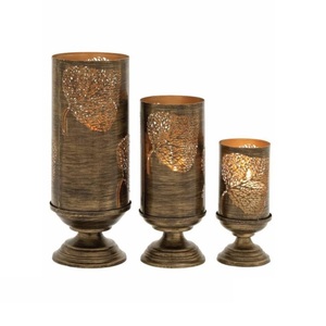 Metal Candle Holder Modern Design Etching Metal <b>Black</b> Iron Votive Tea Light Candle Holder Set of 3 for Home Decoration - Product Image 1