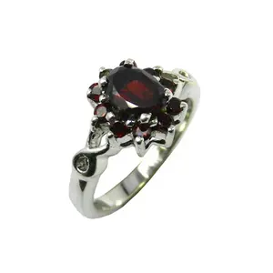 Genuine 925 Sterling Silver <b>Ring</b> Red <b>Garnet</b> Handmade Jewelry Making Gemstone Silver Eternity Vermeil <b>Rings</b> - Product Image 1