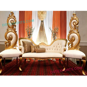 Ensemble de canapés de mariage en teck moderne occidental avec chaises pour les mariages asiatiques - Product Image 1