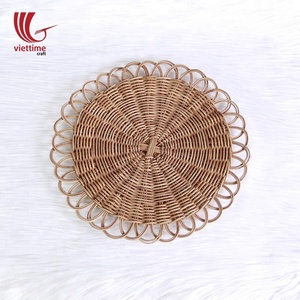 Plaque de chargeur en rotin, dessous de verre tissée, pas cher, vente en gros, - Product Image 1