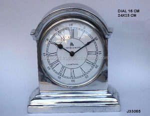 โลหะสไตล์โบราณโต๊ะกลมบ้านนกฐานสี่เหลี่ยมนาฬิกาตั้งโต๊ะพร้อมกระจกขัดเงายังมีชุบนิกเกิล - Product Image 2