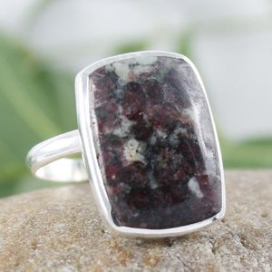 Eudialyte anillo ovalado redondo pera cuadrado fantasía rectángulo piedra preciosa natural piedra cabujón 925 plata esterlina - Product Image 4