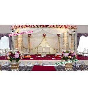 South Indian Wedding Mandap Elegant Wedding Mandap Lotus Carving Pillar Mandaps manufacturere Missouri Mississippi Event Decor - Product Image 1