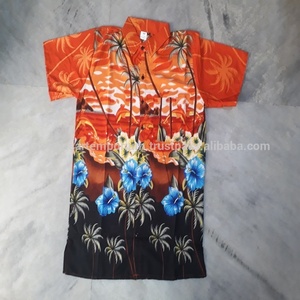 Multi Colours Polyester & Rayon Silk Screen Printed Men's Hawaii Style Shirts for Beach Wear Wholesale From India - Product Image 3