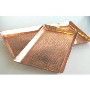 Bandeja Rectangular de Cobre Puro de la India, Bandeja de Servicio de Metal Ecológica, Tamaño Personalizado, Patrón Ovalado, para Servir Alimentos en la Cocina o el Hogar - Product Image 2