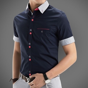 Camisa de Vestir con Botones Laterales 2022, Camisa de Algodón con Estampado Floral, Camisas de Vestir a Cuadros con Botones para Hombre con Logotipo y Diseño Personalizados - Product Image 3