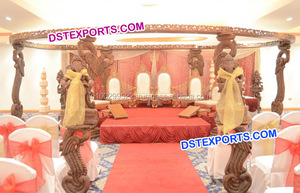 Mandap de madera para bodas indias, elegante mandap de dos pilares, magnífico mandap hindú abierto para bodas, Nueva Hampshire - Product Image 5