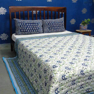 La más nueva tendencia Pan Leaf Blue Queen Size Edredón 100% algodón Impreso Edredón Factory Outlets Precio bajo Venta Edredones importados indios - Product Image 3