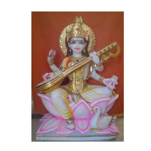 Estatua de Saraswati hecha a mano de mármol, fabricante - Product Image 1