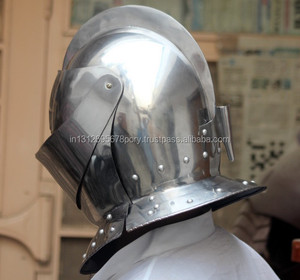 Casco de caballero Medieval cerrado, calibre 16, uso en Tiro, color plata, producto de alta calidad - Product Image 4
