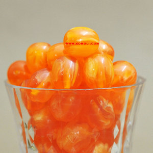 Cuentas de resina de plástico planas hechas a mano, amarillas, para fabricación de joyas - Product Image 2