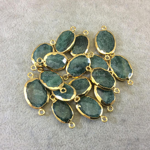 Vente en gros de connecteurs de pierres précieuses en plaqué or rose et émeraude pour la fabrication de bijoux - Product Image 1